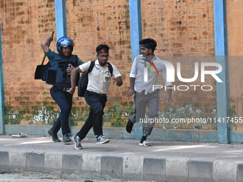 Students are clashing with the police during an ongoing anti-quota protest in Dhaka, Bangladesh, on July 18, 2024. (