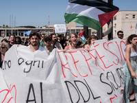 A moment of the demonstration outside the RAI headquarters in Naples, Italy, on July 18, 2024, is happening in response to the complaints ab...