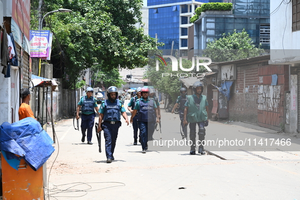 Students are clashing with the police during an ongoing anti-quota protest in Dhaka, Bangladesh, on July 18, 2024. 