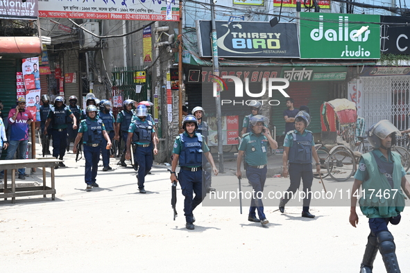 Students are clashing with the police during an ongoing anti-quota protest in Dhaka, Bangladesh, on July 18, 2024. 