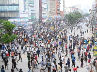 Students are clashing with the police during an ongoing anti-quota protest in Dhaka, Bangladesh, on July 18, 2024. (