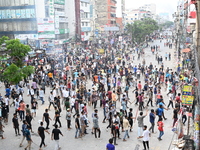 Students are clashing with the police during an ongoing anti-quota protest in Dhaka, Bangladesh, on July 18, 2024. (