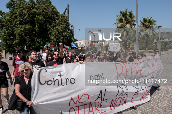 A moment of the demonstration outside the RAI headquarters in Naples, Italy, on July 18, 2024, is happening in response to the complaints ab...