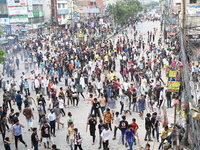 Students are clashing with the police during an ongoing anti-quota protest in Dhaka, Bangladesh, on July 18, 2024. (