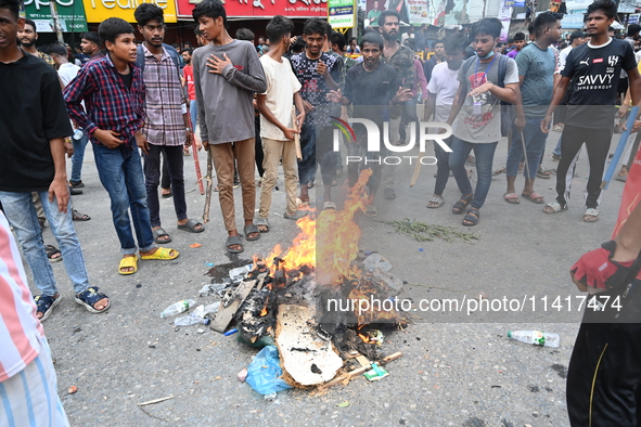 Students are clashing with the police during an ongoing anti-quota protest in Dhaka, Bangladesh, on July 18, 2024. 