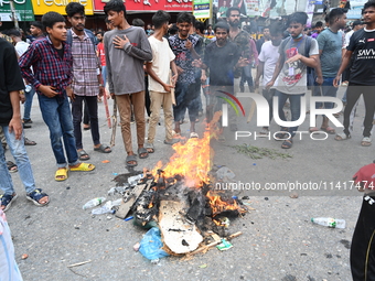 Students are clashing with the police during an ongoing anti-quota protest in Dhaka, Bangladesh, on July 18, 2024. (