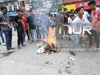 Students are clashing with the police during an ongoing anti-quota protest in Dhaka, Bangladesh, on July 18, 2024. (