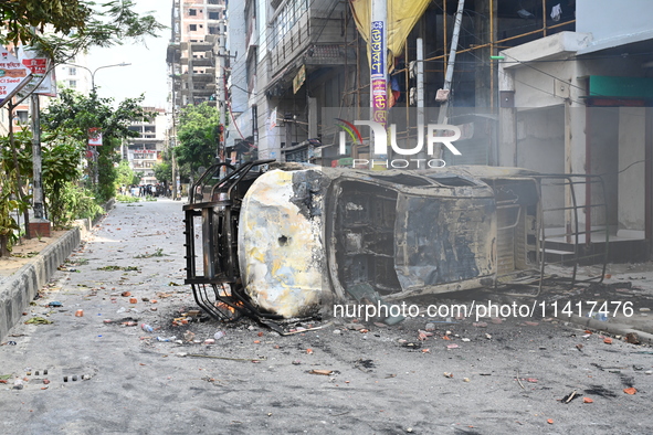 Students are clashing with the police during an ongoing anti-quota protest in Dhaka, Bangladesh, on July 18, 2024. 