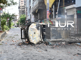 Students are clashing with the police during an ongoing anti-quota protest in Dhaka, Bangladesh, on July 18, 2024. (