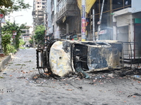 Students are clashing with the police during an ongoing anti-quota protest in Dhaka, Bangladesh, on July 18, 2024. (