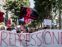 A moment of the demonstration outside the RAI headquarters in Naples, Italy, on July 18, 2024, is happening in response to the complaints ab...