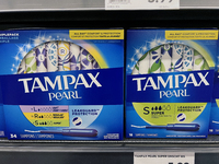 Tampex brand tampons are being displayed at a shop in Toronto, Ontario, Canada, on July 17, 2024. (