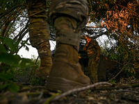 Andrii, a commander of an artillery crew of the 24th King Danylo Separate Mechanized Brigade, is carrying out a combat mission near Chasiv Y...