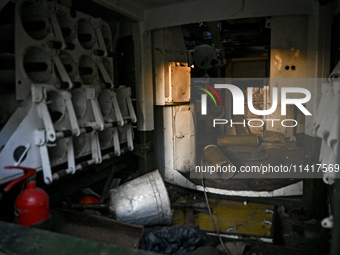 The cabin of a 122-mm howitzer D-30 is being pictured during a combat mission near Chasiv Yar, Bakhmut district, in Donetsk region, Ukraine,...