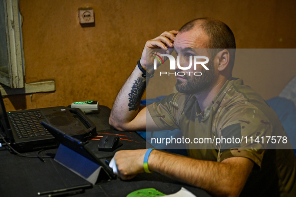 Taras Didukh is working as a decryptor of the 24th King Danylo Separate Mechanized Brigade in Bakhmut district, Donetsk region, eastern Ukra...