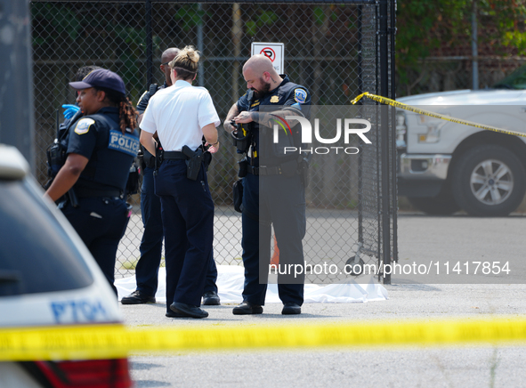 Four people are being shot in a gunfight in the Anacostia neighborhood of Washington, DC, on July 18, 2024, with reports that two are being...