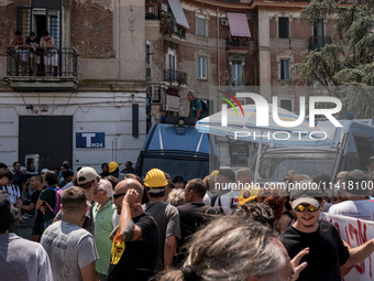 A moment of the demonstration organized by the social movements and networks of the Bagnoli neighborhood in Naples, Italy, on July 15, 2024,...