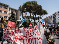 A moment of the demonstration organized by the social movements and networks of the Bagnoli neighborhood in Naples, Italy, on July 15, 2024,...