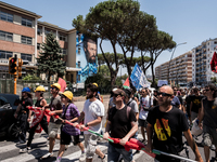 A moment of the demonstration organized by the social movements and networks of the Bagnoli neighborhood in Naples, Italy, on July 15, 2024,...