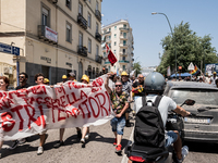 A moment of the demonstration organized by the social movements and networks of the Bagnoli neighborhood in Naples, Italy, on July 15, 2024,...