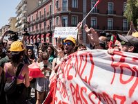 A moment of the demonstration organized by the social movements and networks of the Bagnoli neighborhood in Naples, Italy, on July 15, 2024,...