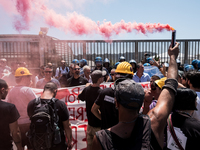 A moment of the demonstration organized by the social movements and networks of the Bagnoli neighborhood in Naples, Italy, on July 15, 2024,...