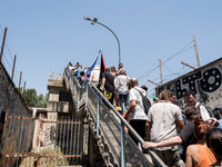 A moment of the demonstration organized by the social movements and networks of the Bagnoli neighborhood in Naples, Italy, on July 15, 2024,...