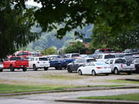 Hundreds of mourners are arriving and gathering for a memorial held for Corey Comperatore, the former volunteer fire department chief killed...