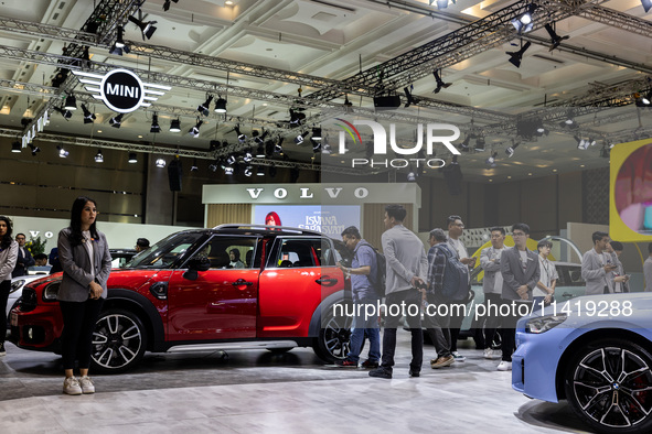 The new all-electric MINI Cooper is being showcased at the GAIKINDO Indonesia International Auto Show (GIIAS) in Tangerang, Indonesia, on Ju...