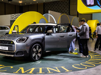 The new all-electric MINI Cooper is being showcased at the GAIKINDO Indonesia International Auto Show (GIIAS) in Tangerang, Indonesia, on Ju...