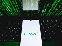 The Glovo logo is being displayed on a smartphone screen in Athens, Greece, on July 19, 2024. (