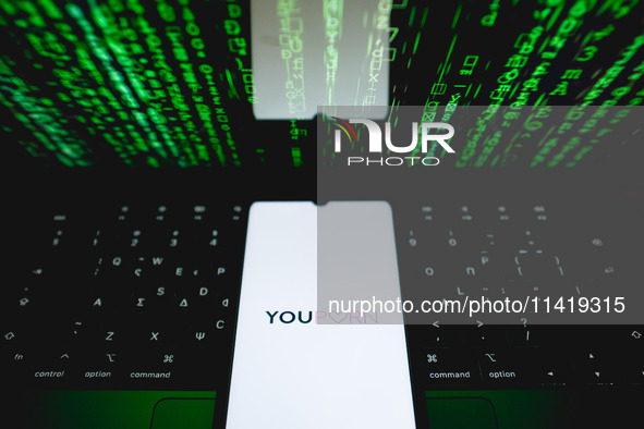 The YouPorn logo is being displayed on a smartphone screen in Athens, Greece, on July 19, 2024. 