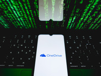 The OneDrive logo is being displayed on a smartphone screen in Athens, Greece, on July 19, 2024. (