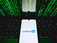 The LinkedIn logo is being displayed on a smartphone screen in Athens, Greece, on July 19, 2024. (