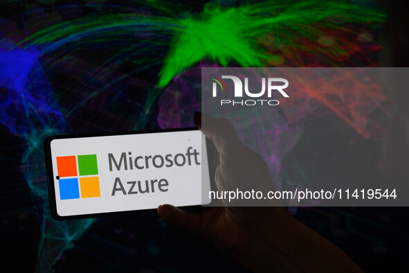 The Microsoft Azure is being displayed on a smartphone in this photo illustration in Brussels, Belgium, on July 19, 2024. 