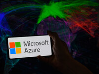 The Microsoft Azure is being displayed on a smartphone in this photo illustration in Brussels, Belgium, on July 19, 2024. (