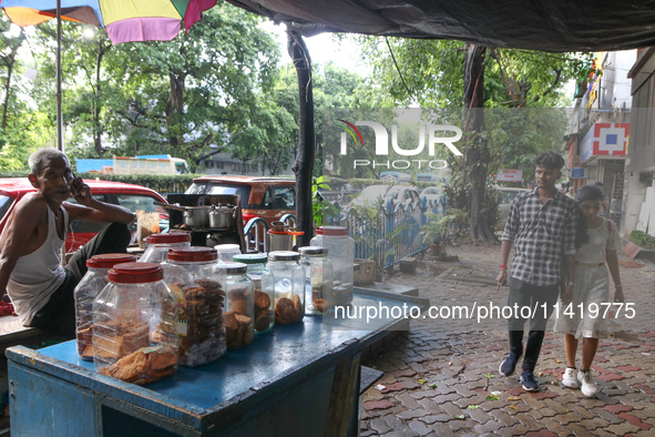 Road Side A Tea Seller In Kolkata, India, on July 19, 2024. 