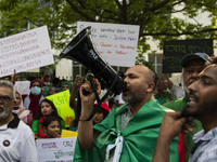 The Bangladeshi community is holding a rally in front of the country's Embassy in Washington DC, USA, on July 19, 2024. They are demanding a...