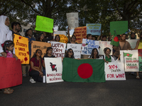 The Bangladeshi community is holding a rally in front of the country's Embassy in Washington DC, USA, on July 19, 2024. They are demanding a...