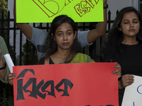 Demonstrators of the Bangladeshi community are displaying signs with the words ''Save Bangladesh'' among other informative texts during a ra...