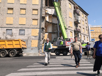 UN High Commissioner for Refugees Filippo Grandi is visiting the site of the aftermath of the Russian missile attack on a residential apartm...