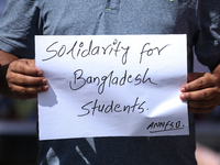 Nepali students, who are also members of the All Nepal National Free Students Union (Unified Socialist), are holding a demonstration in soli...