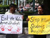 Nepali students, who are also members of the All Nepal National Free Students Union (Unified Socialist), are holding a demonstration in soli...