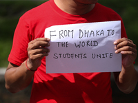 Nepali students, who are also members of the All Nepal National Free Students Union (Unified Socialist), are holding a demonstration in soli...