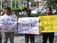 Nepali students, who are also members of the All Nepal National Free Students Union (Unified Socialist), are holding a demonstration in soli...