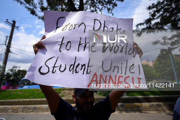 Nepali students affiliated with the All Nepal National Free Students Union (Unified Socialist) are holding a solidarity demonstration in sup...