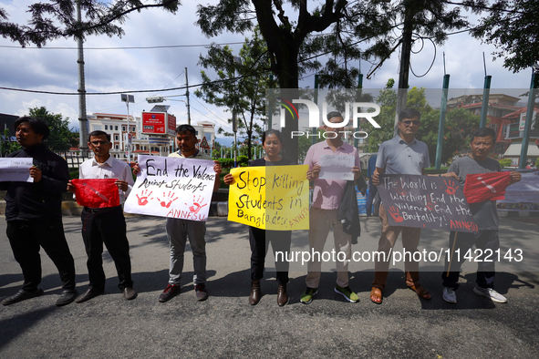 Nepali students affiliated with the All Nepal National Free Students Union (Unified Socialist) are holding a solidarity demonstration in sup...