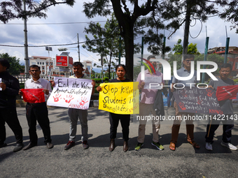 Nepali students affiliated with the All Nepal National Free Students Union (Unified Socialist) are holding a solidarity demonstration in sup...