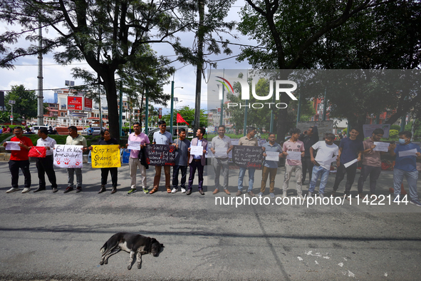 Nepali students affiliated with the All Nepal National Free Students Union (Unified Socialist) are holding a solidarity demonstration in sup...