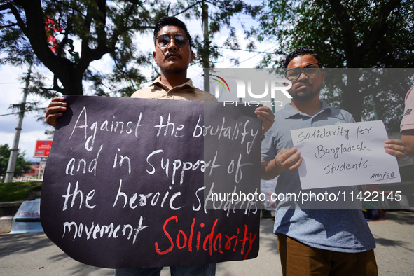 Nepali students affiliated with the All Nepal National Free Students Union (Unified Socialist) are holding a solidarity demonstration in sup...